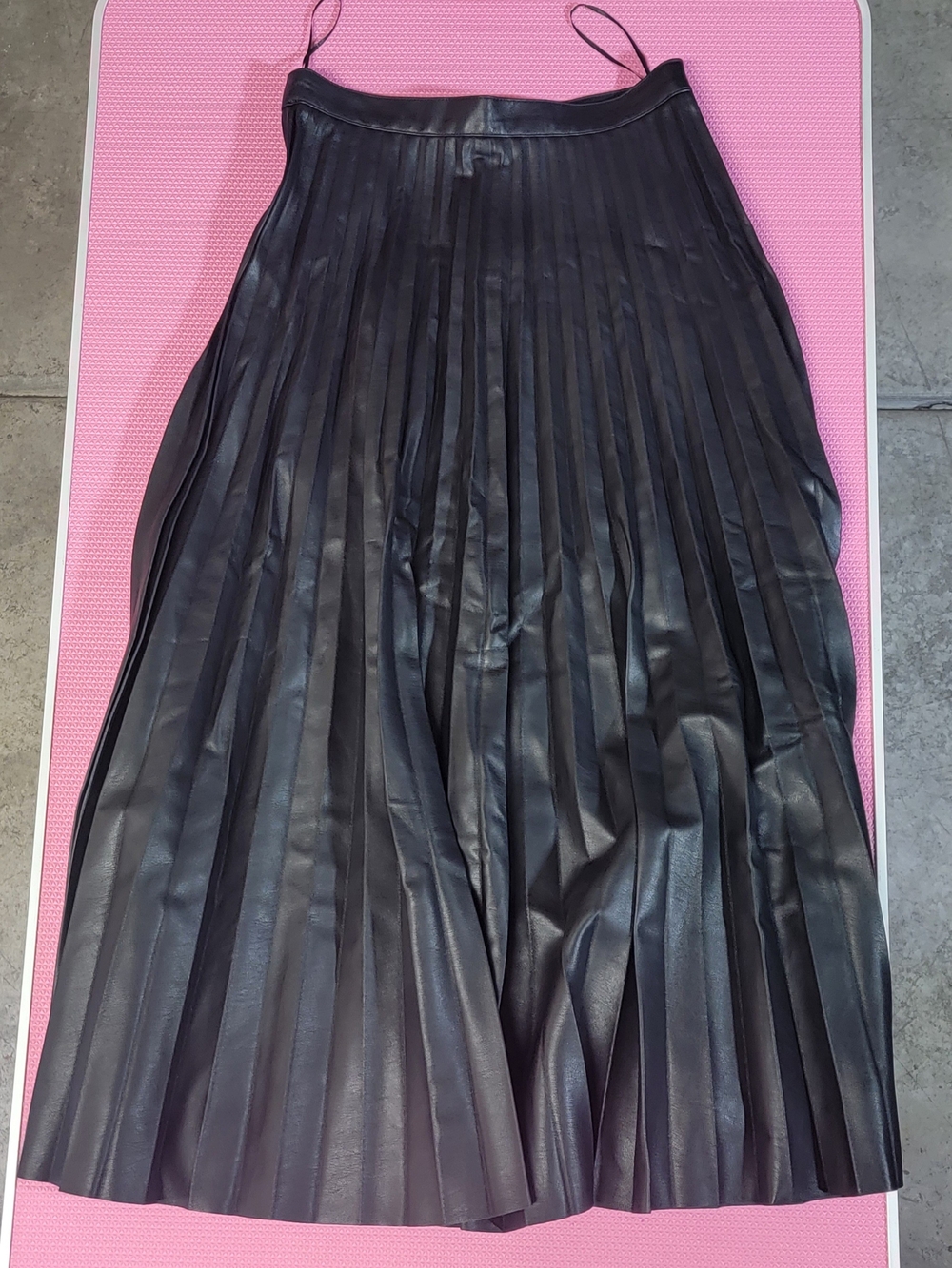Topshop Black Pleated Faux Leather A-Line Skirt